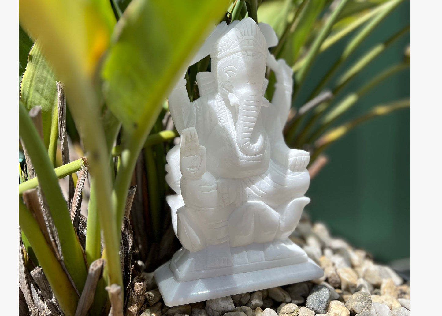 Ganesh Statue - White Marble (Small, 21cm)