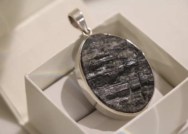 Rough Black Tourmaline Pendant (Sterling Silver)