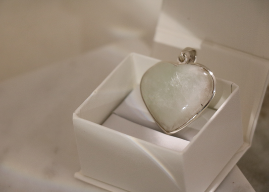 Green Apophyllite Heart Pendant (Sterling Silver)