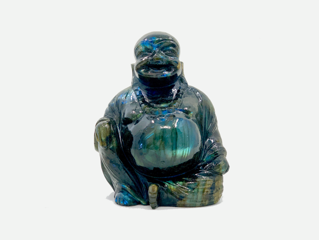 Laughing Buddha - Labradorite (Small, 11.5cm)