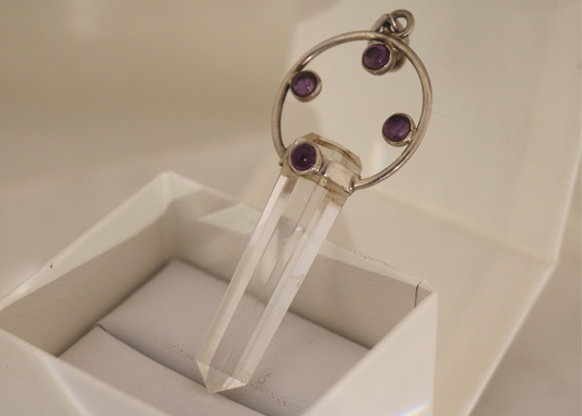 Clear Quartz Crystal with Amethyst Pendant