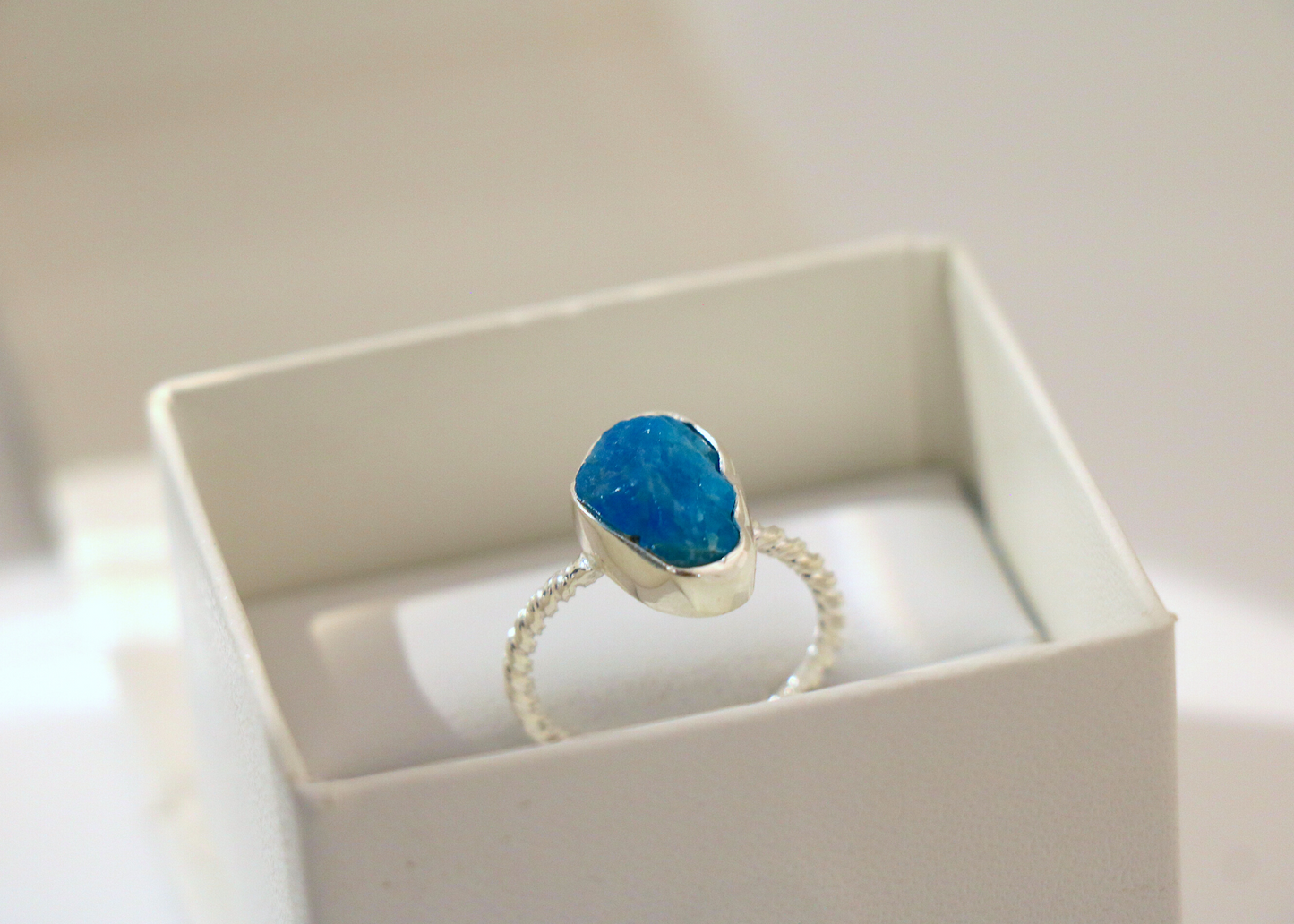 Raw Apatite Ring (Sterling Silver)