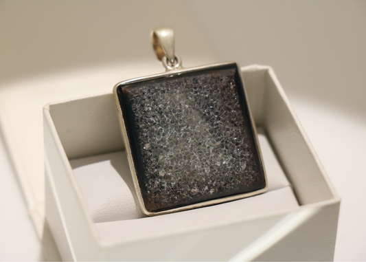 Banded Agate Square Pendant (Sterling Silver)