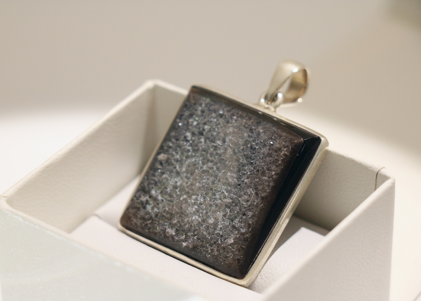 Banded Agate Square Pendant (Sterling Silver)