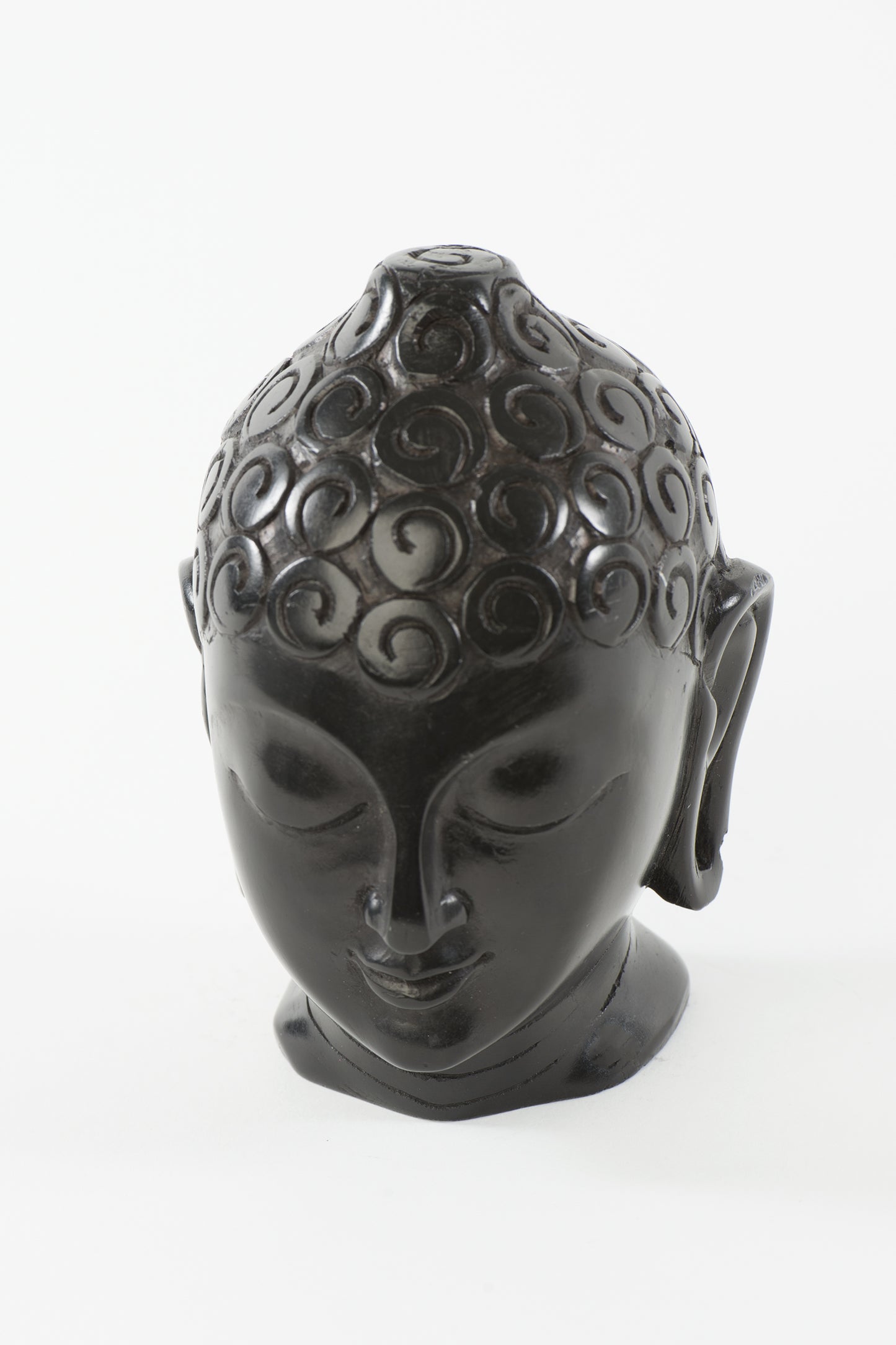 Buddha Head - Black Soft Granite (Small, 16 cm)