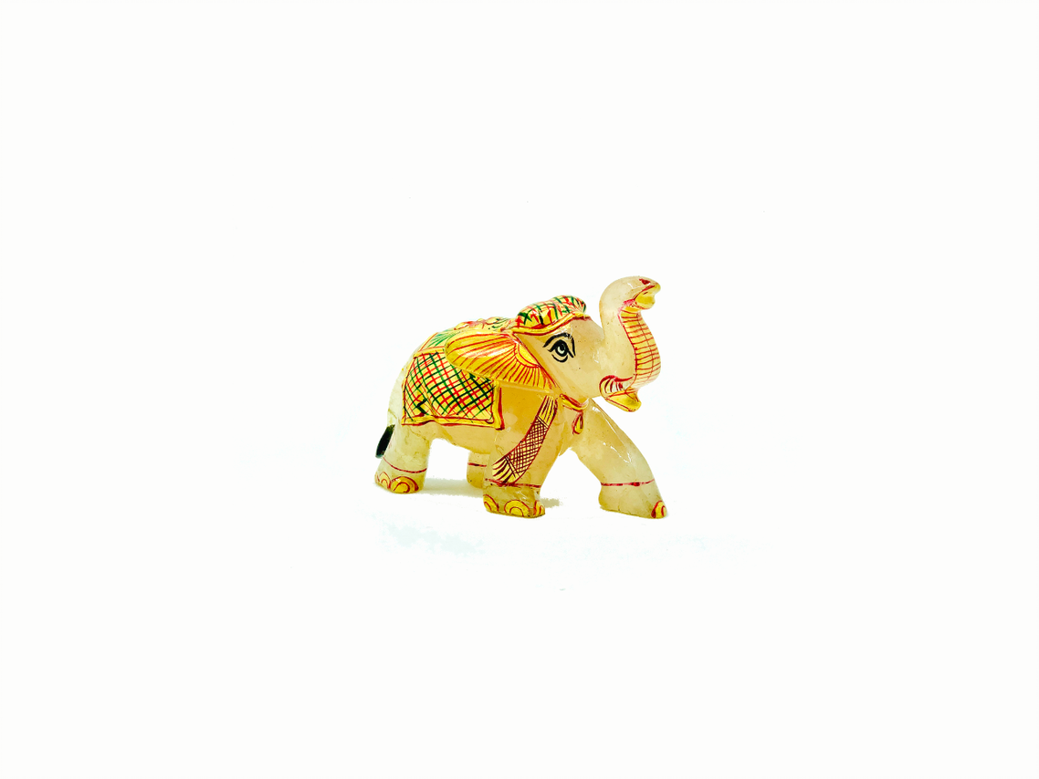 Yellow Jade Elephant (Mini Statue, 8cm)